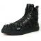 Fiesso Black Glittered / Spiked Alligator Print PU Leather High Top Sneakers FI2369